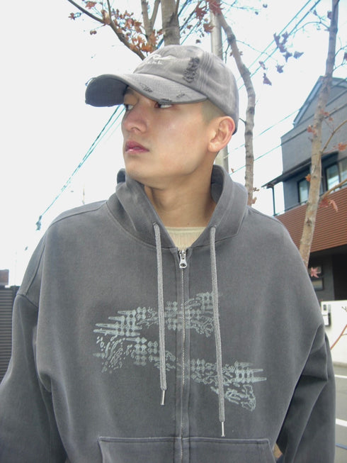 WASHED EMBROIDERY LOGO CAP -WASHED GRAY-
